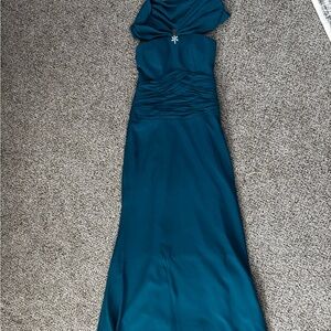 Chic Teal Prom Dress with Elegant Draping
